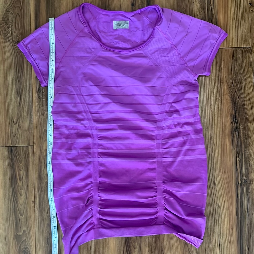 Athleta Purple Striped Contoured Athletic Shirt LG